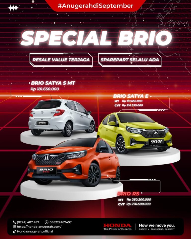 Mau cari mobil yang pas buat anak muda dan keluarga mudaHonda Brio jawabannya! 🎉✅ Desain stylis